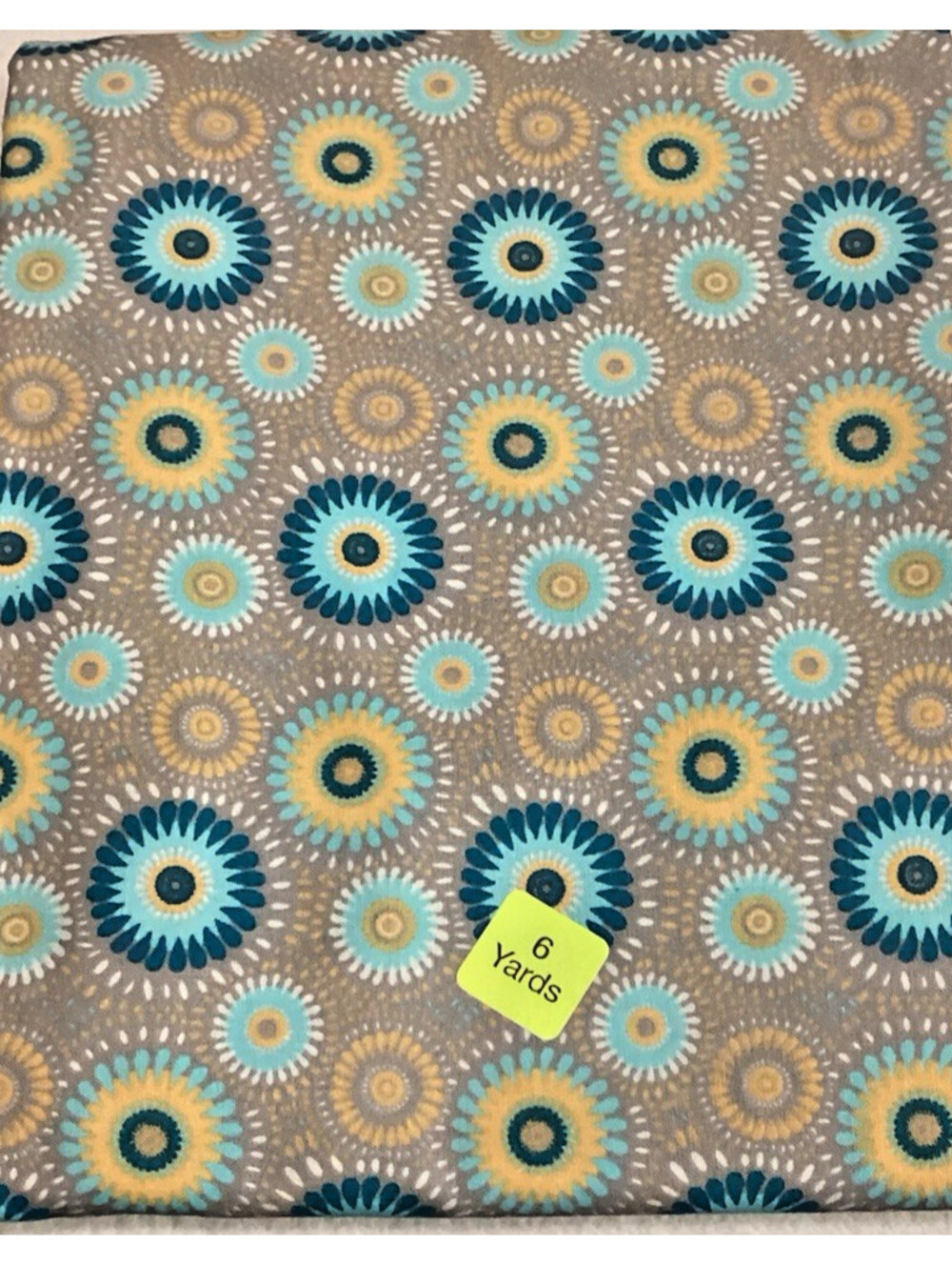 6 yds MDG Cotton Fabric Lucky Medallion gray Background